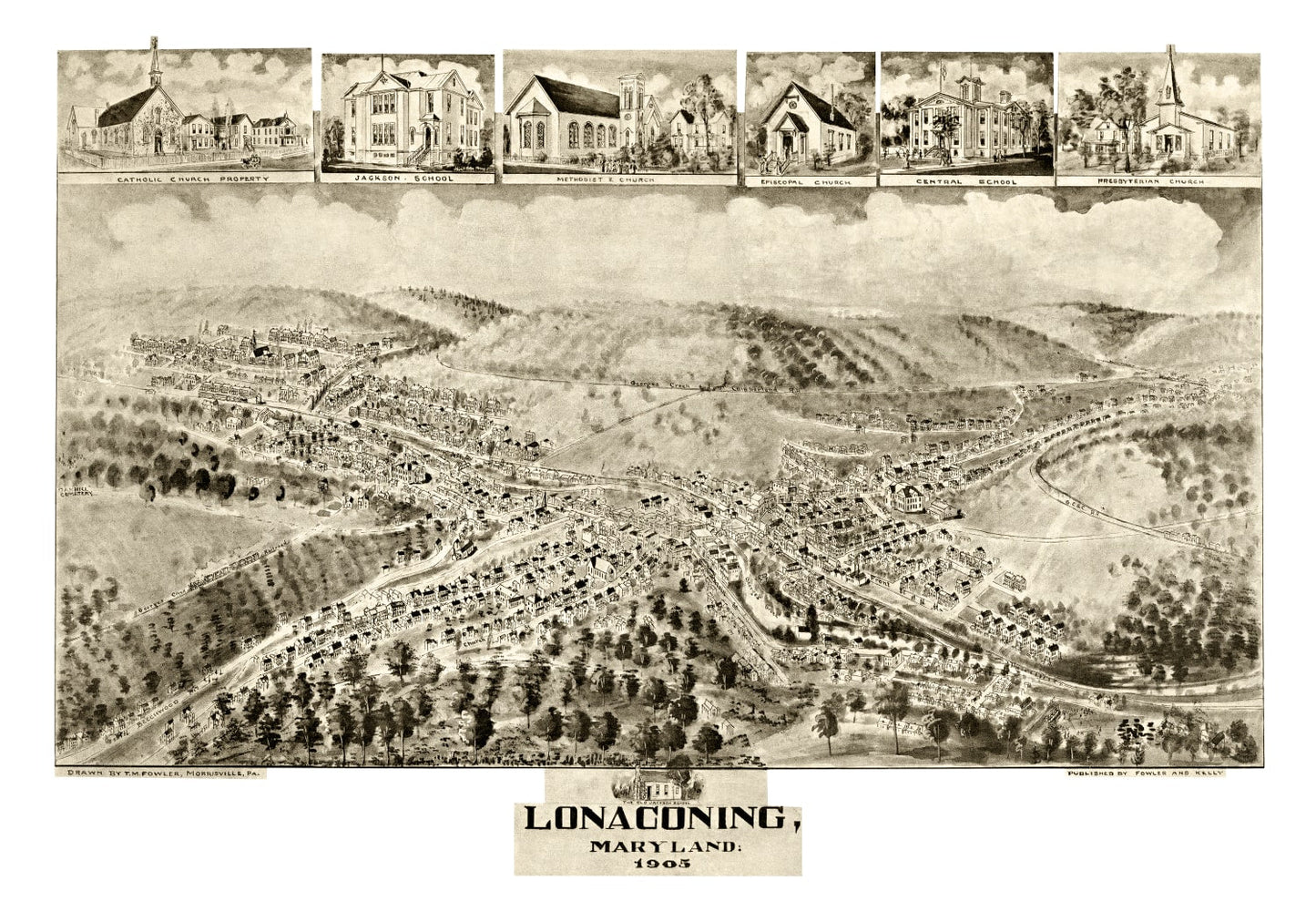 Vintage Map of Lonaconing, Maryland 1905