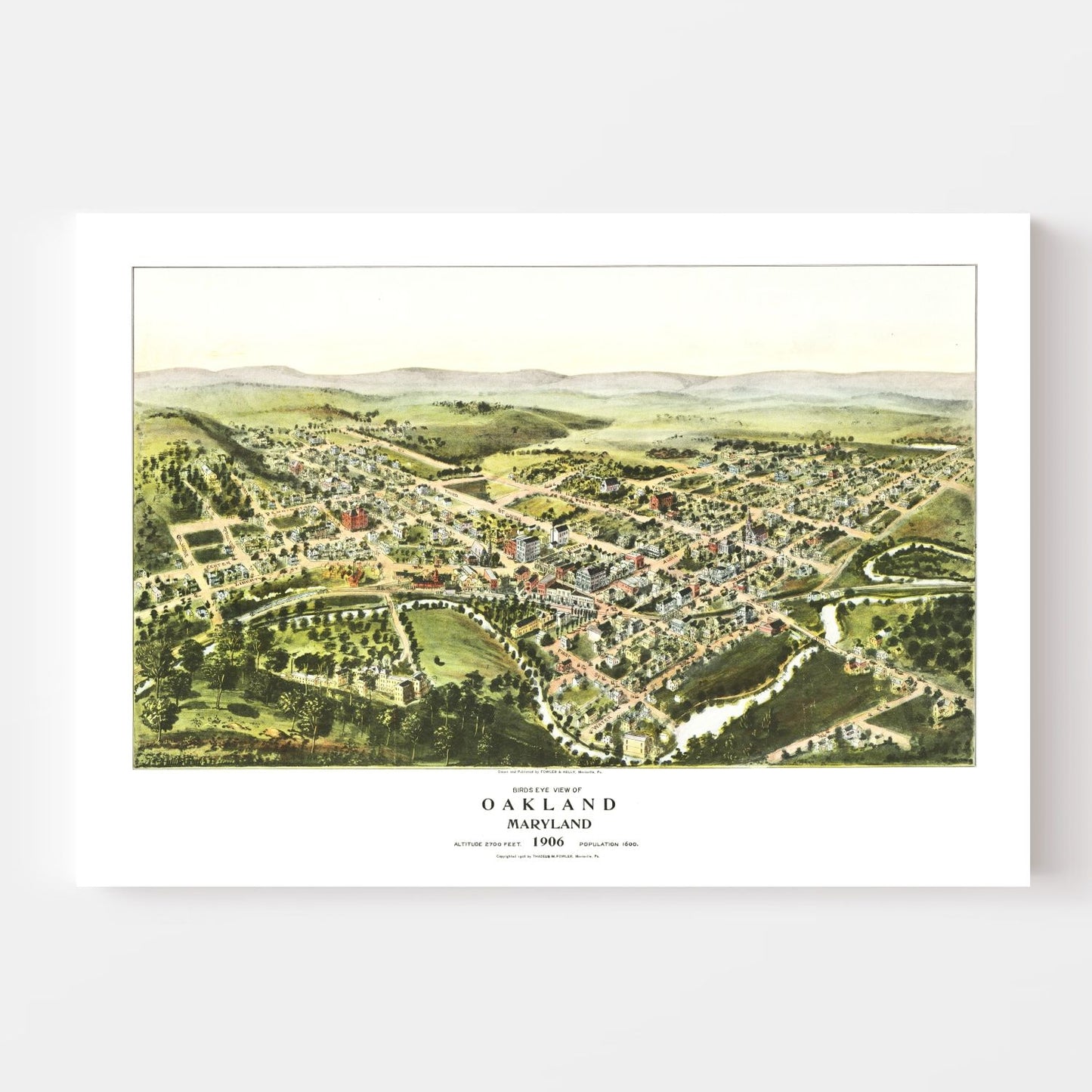 Vintage Map of Oakland, Maryland 1906