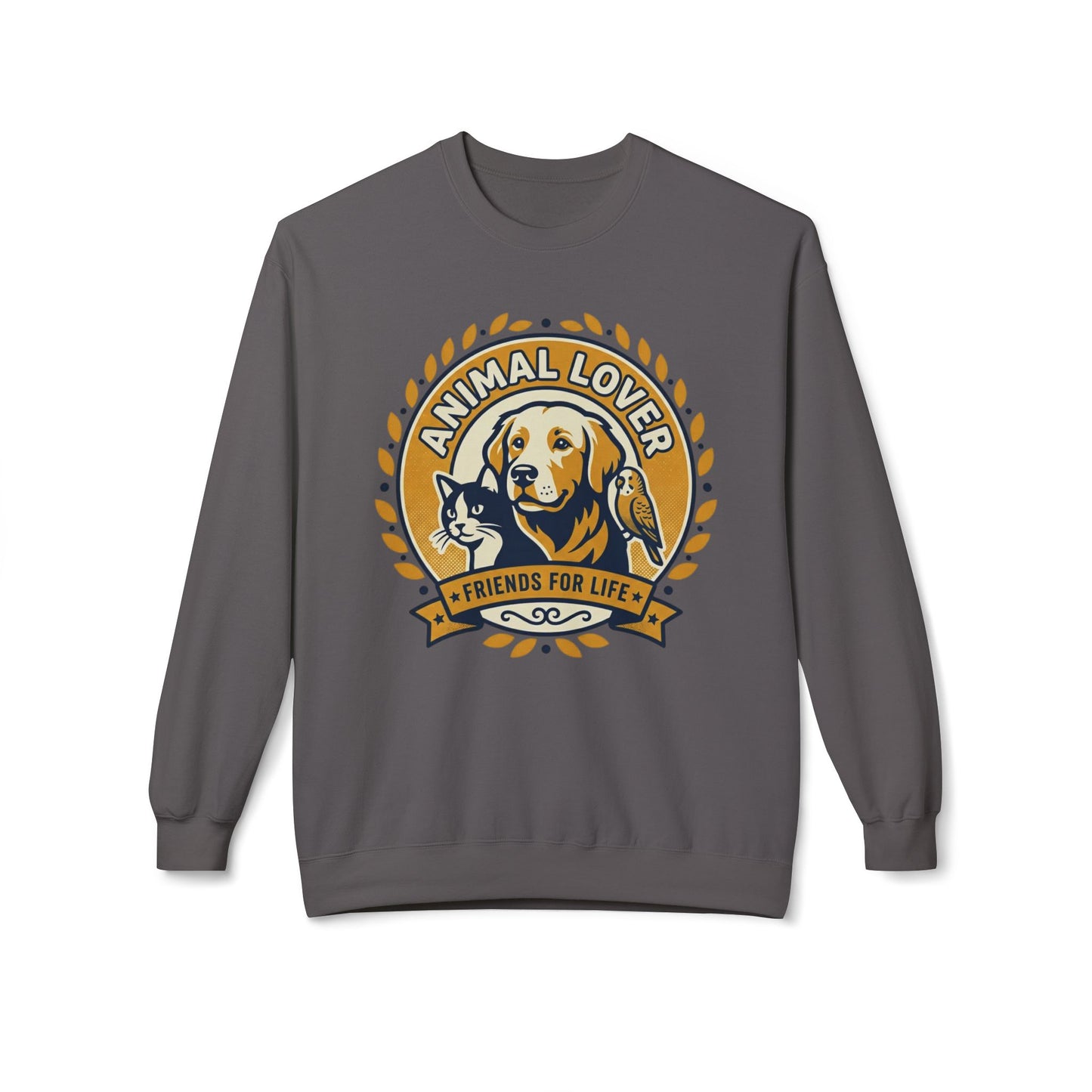 Animal Lover Crewneck Sweatshirt — "Animal Lover • Friends for Life" Graphic