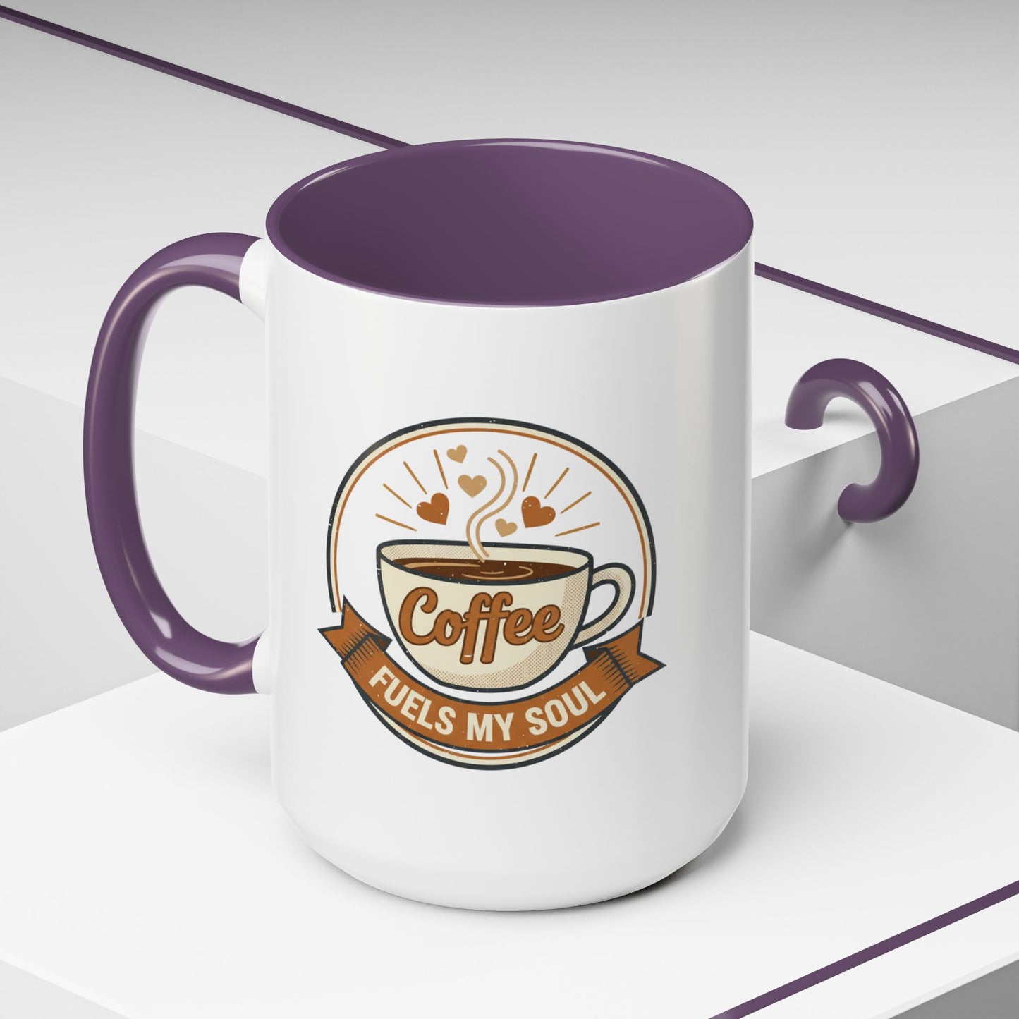 Coffee Mug - "Coffee Fuels My Soul" Accent Ceramic Mug (11/15oz)