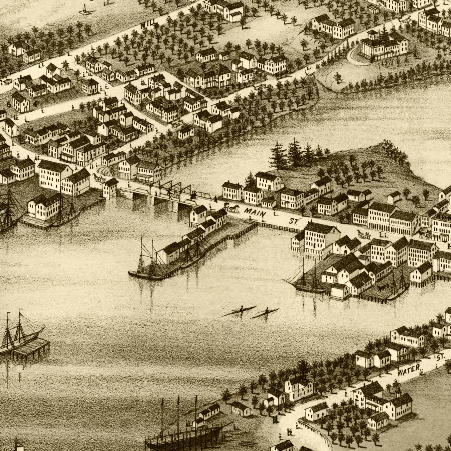 Vintage Map of New Castle & Damariscotta, Maine 1878