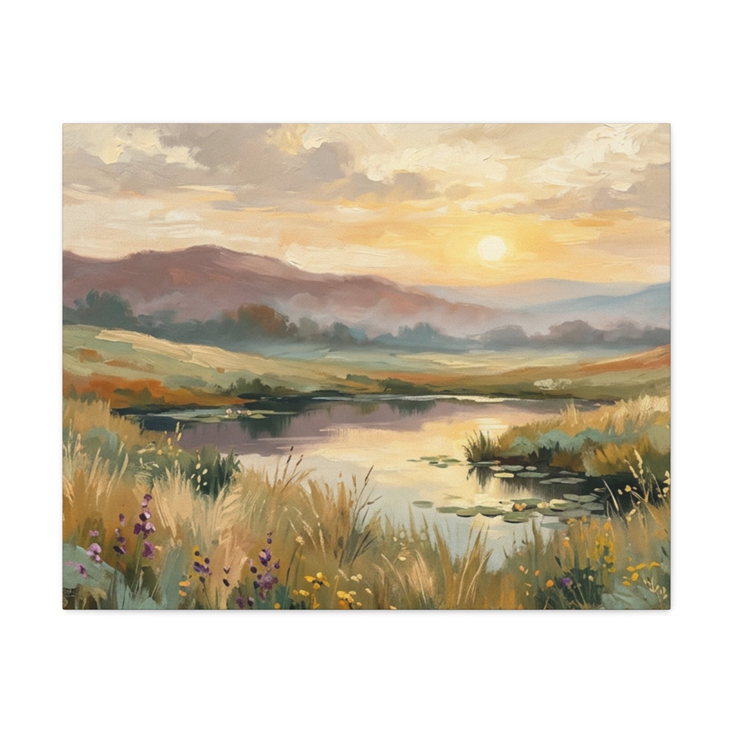 Sunset Meadow Canvas Wall Art — Stretched Matte Landscape Print