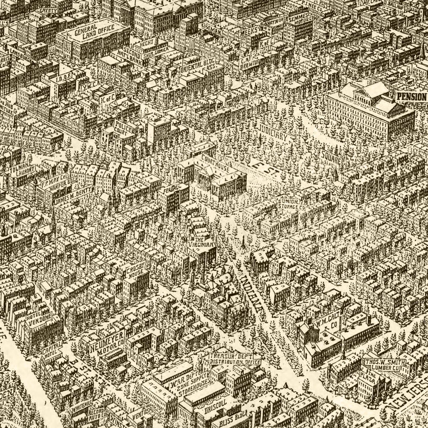 Vintage Map of Washington,  1923