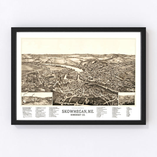 Vintage Map of Skowhegan, Maine 1892