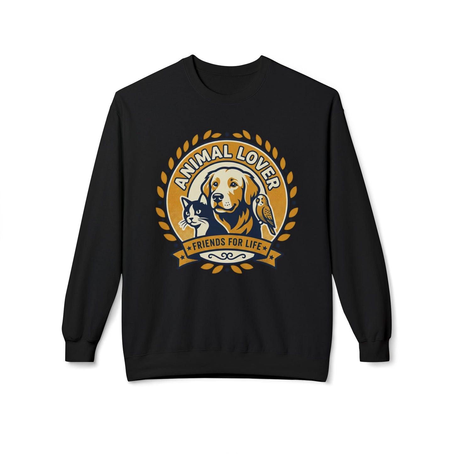 Animal Lover Crewneck Sweatshirt — "Animal Lover • Friends for Life" Graphic
