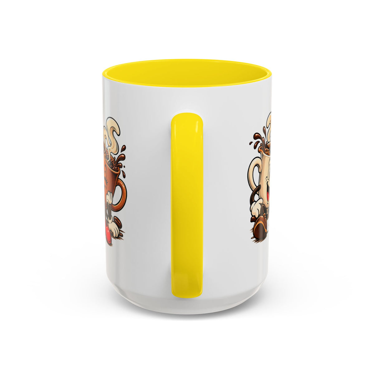Coffee Cartoon Mug — Cute Dancing Coffee Cups Accent Mug
