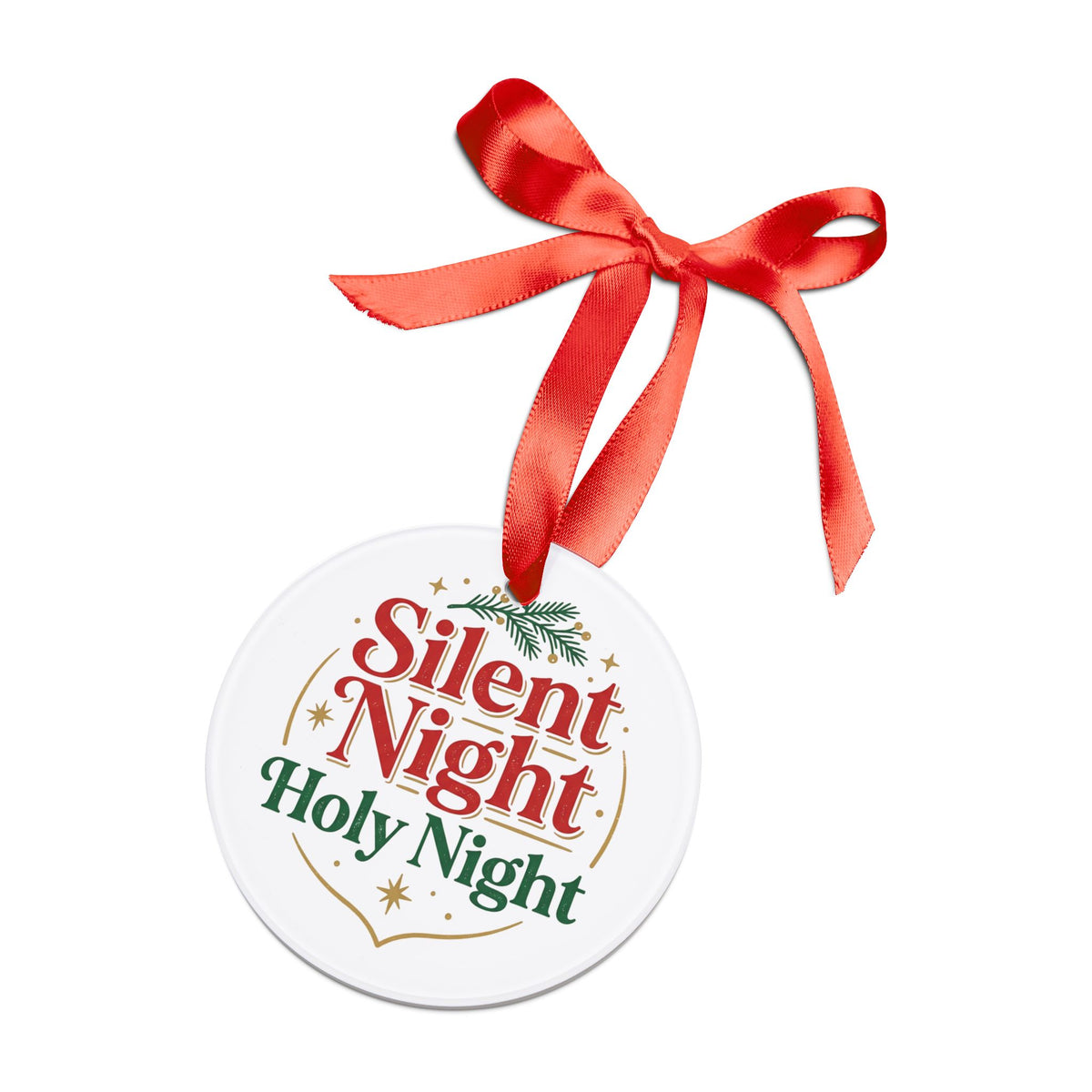Silent Night Holy Night Acrylic Christmas Ornament with Ribbon