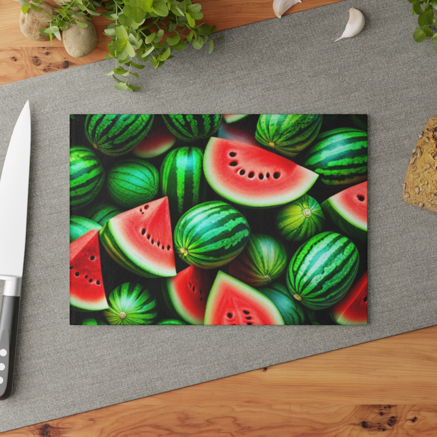 Watermelon Pattern Glass Cutting Board — Vibrant Fruit Kitchen Cutting Board