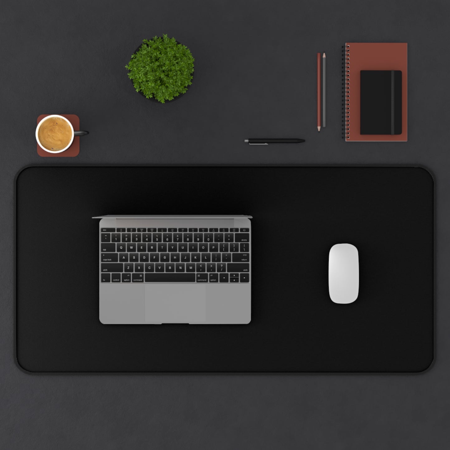 Solid Black Desk Mat | Large Mouse Pad, Waterproof Surface