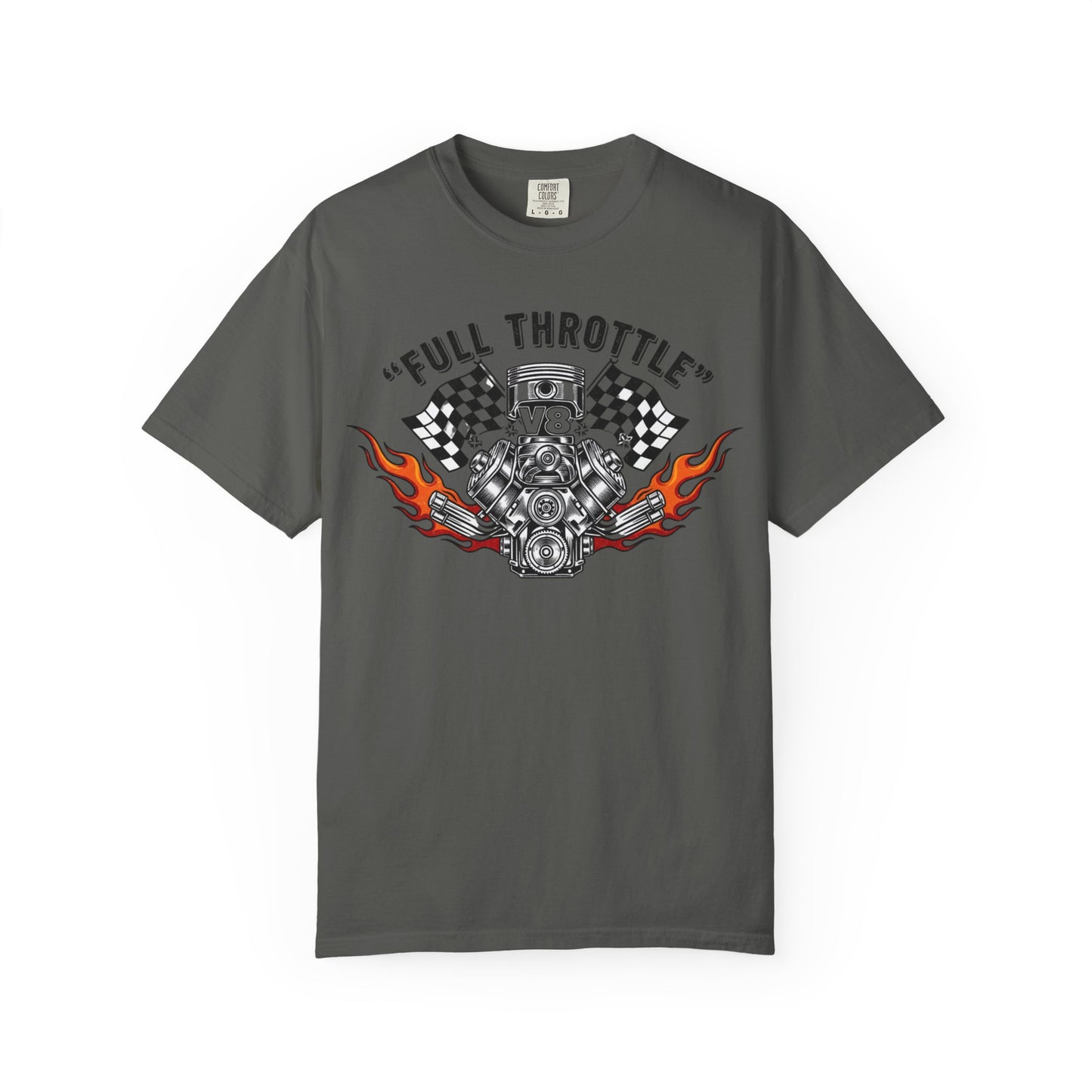 Full Throttle V8 Engine T-shirt | Racing Flags, Flames
