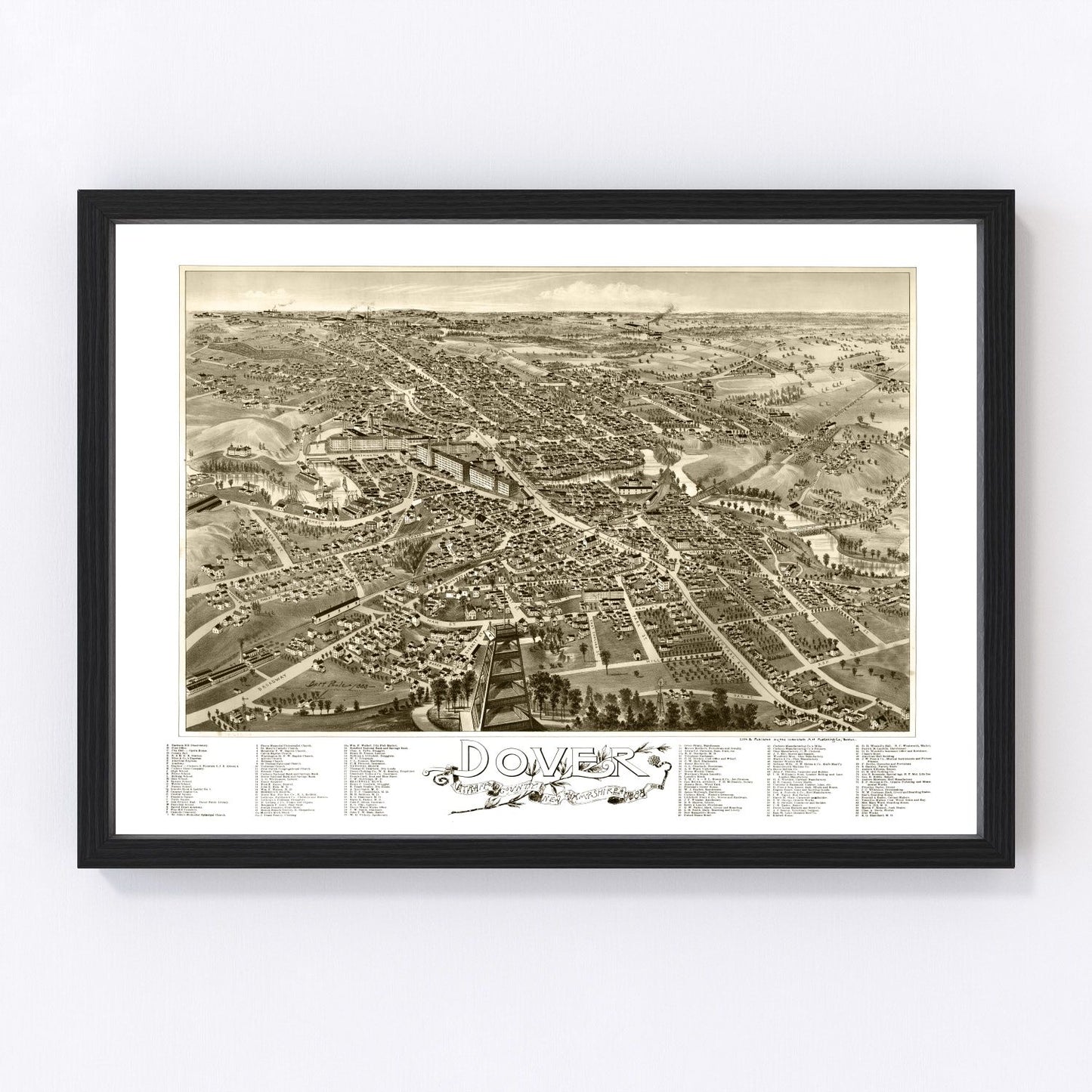 Vintage Map of Dover, New Hampshire 1888
