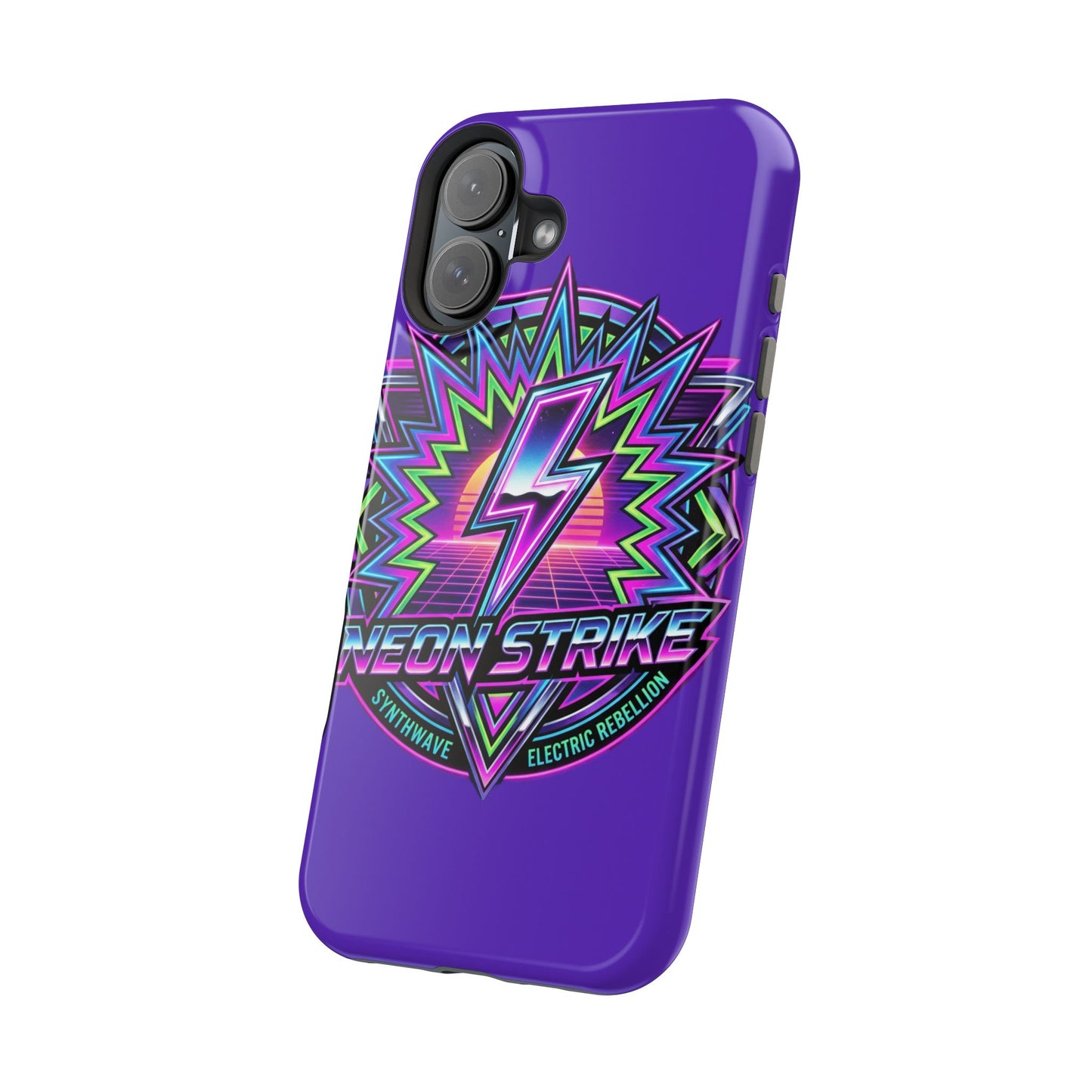 Neon Strike Phone Case — Retro 80s Lightning Magnetic Impact-Resistant Cover
