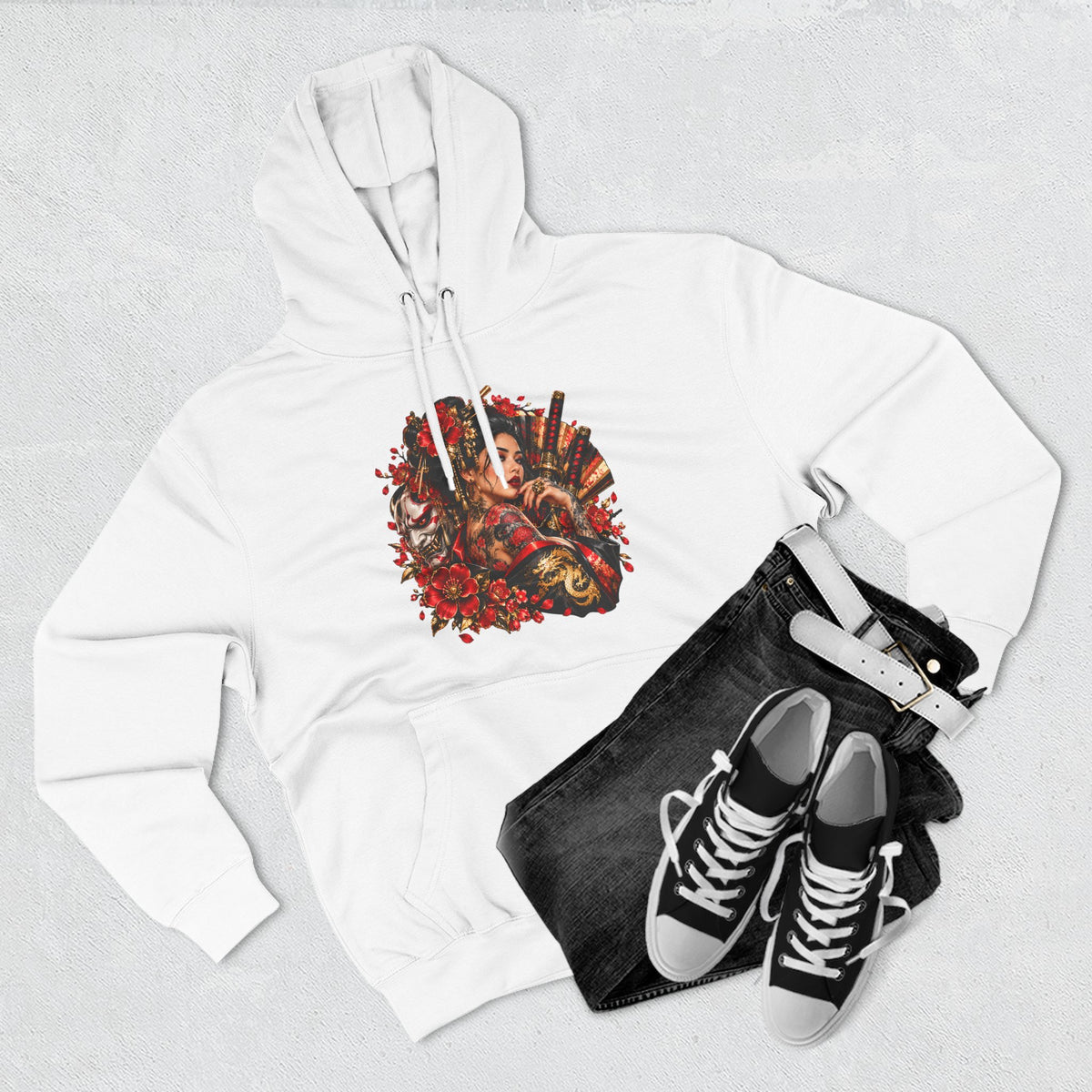 Floral Skull Hoodie — Gothic Rose Graphic Fleece Hoodie