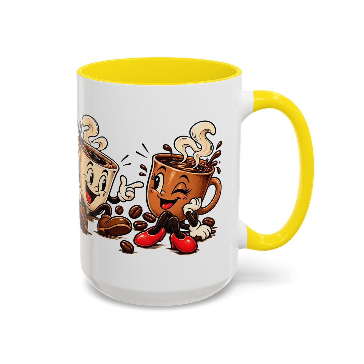 Coffee Cartoon Mug — Cute Dancing Coffee Cups Accent Mug