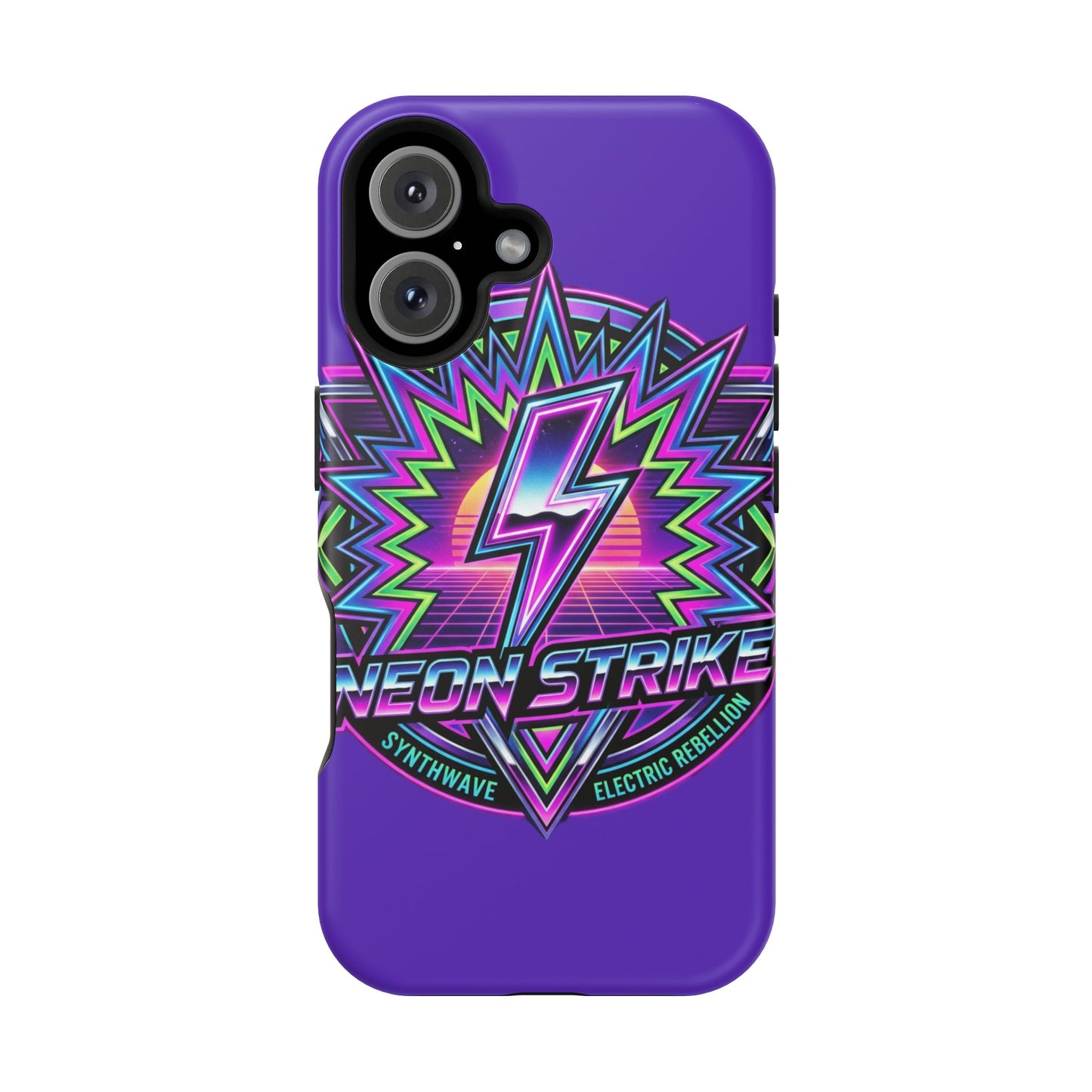 Neon Strike Phone Case — Retro 80s Lightning Magnetic Impact-Resistant Cover