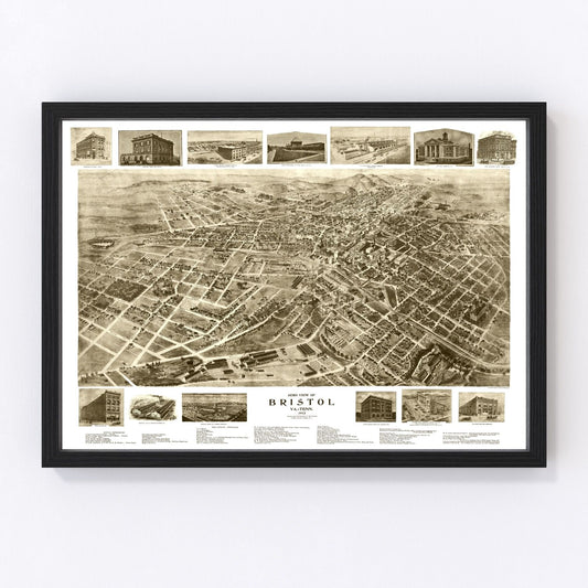 Vintage Map of Bristol, Virginia 1912