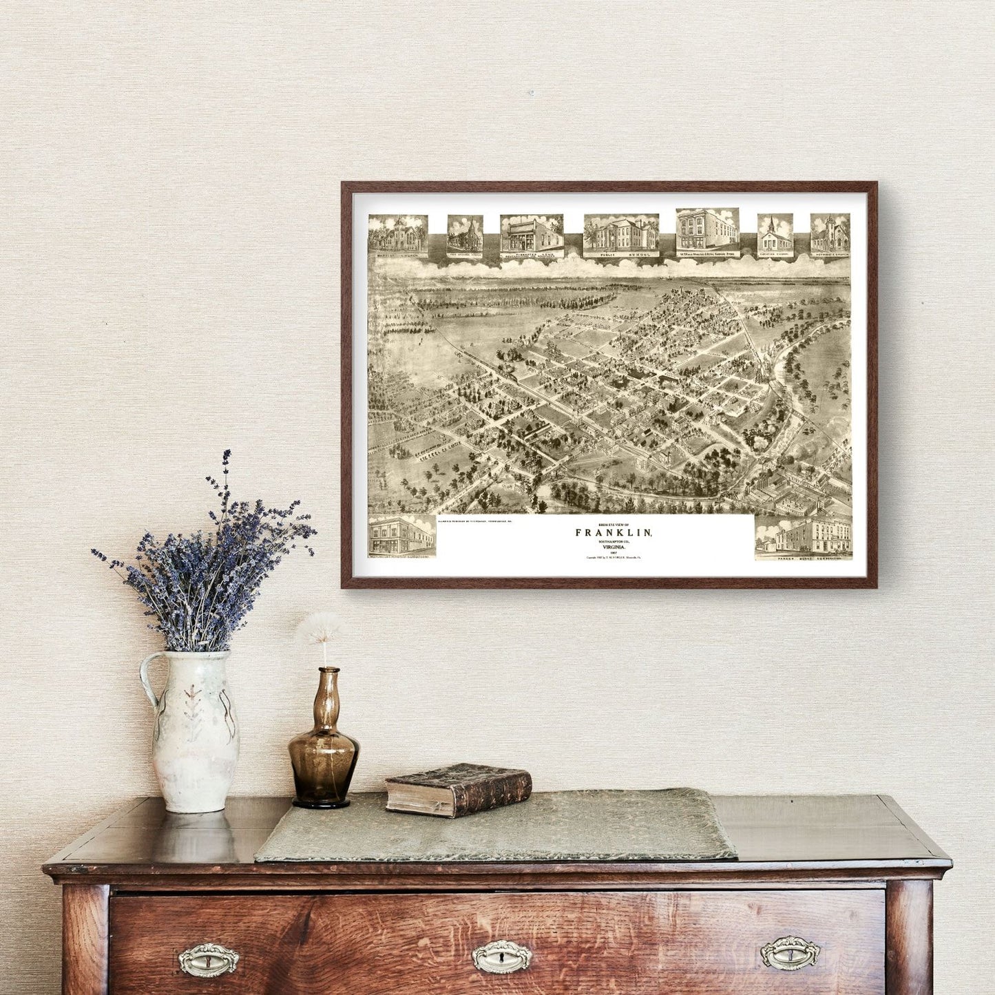 Vintage Map of Franklin, Virginia 1907
