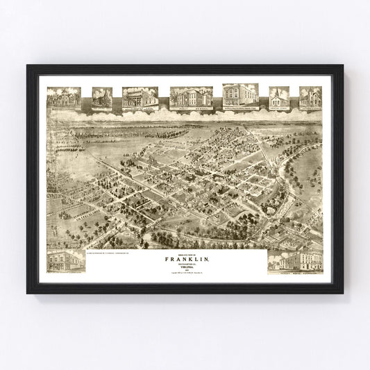 Vintage Map of Franklin, Virginia 1907