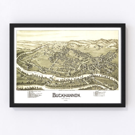 Vintage Map of Buckhannon, West Virginia 1900