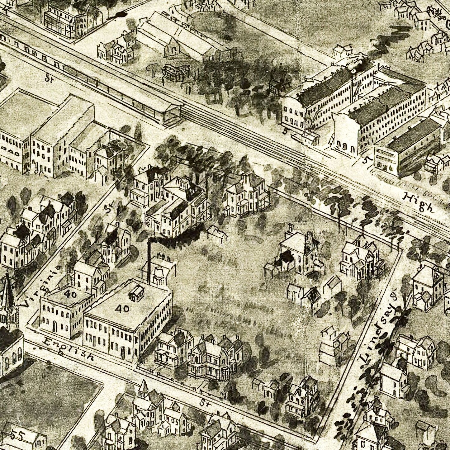Vintage Map of High Point, North Carolina 1913