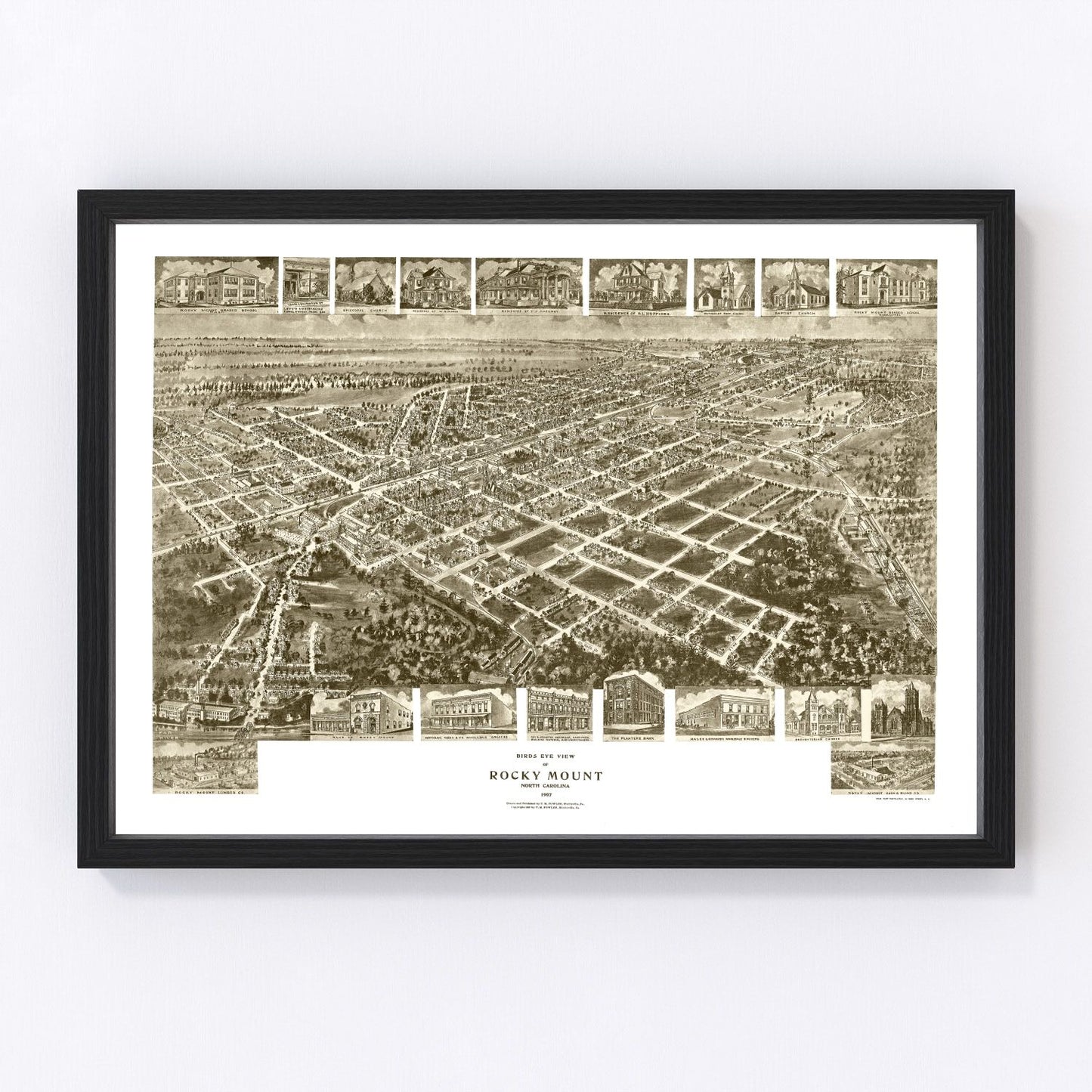 Vintage Map of Rocky Mount, North Carolina 1907