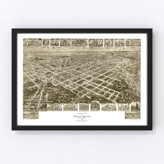 Vintage Map of Rocky Mount, North Carolina 1907