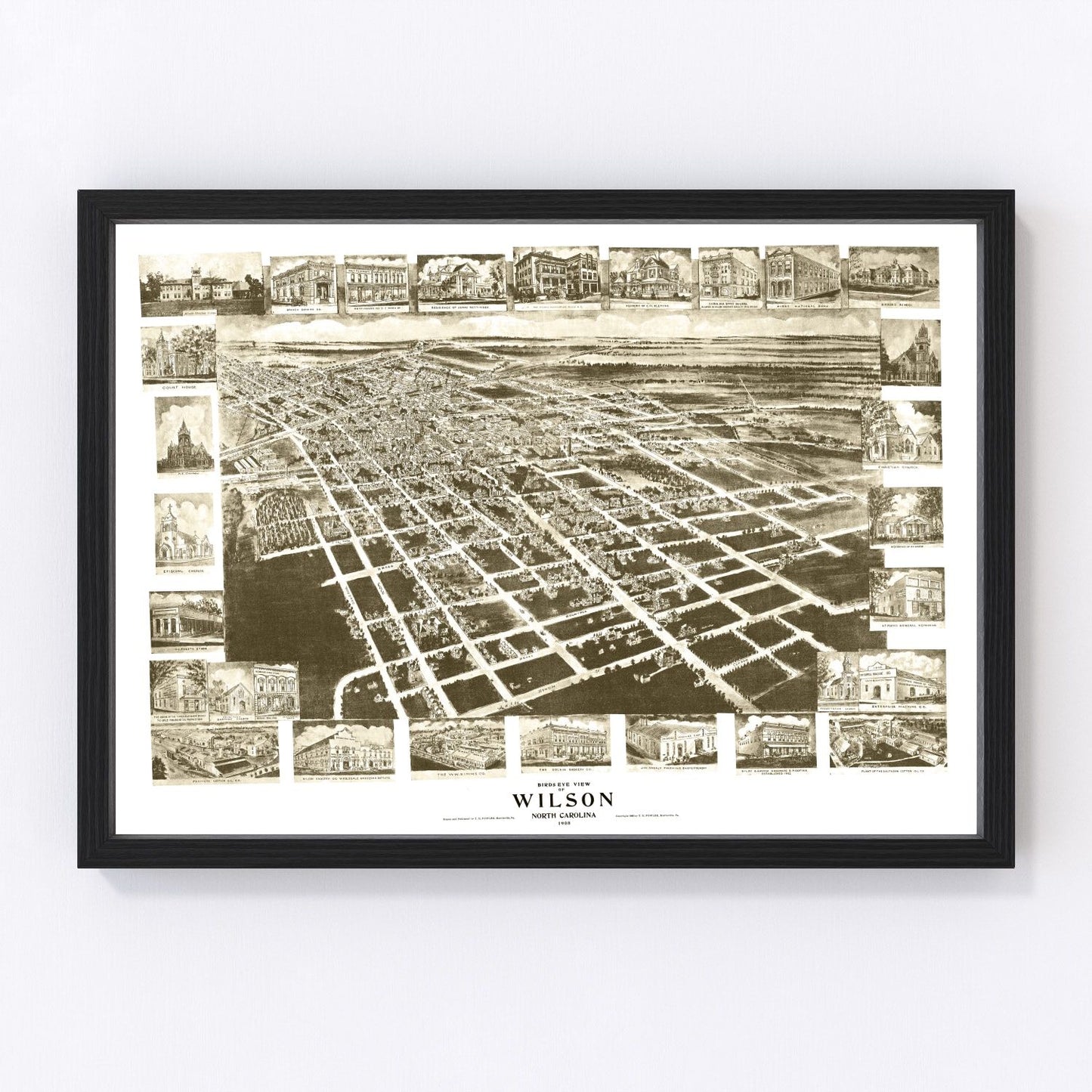 Vintage Map of Wilson, North Carolina 1908