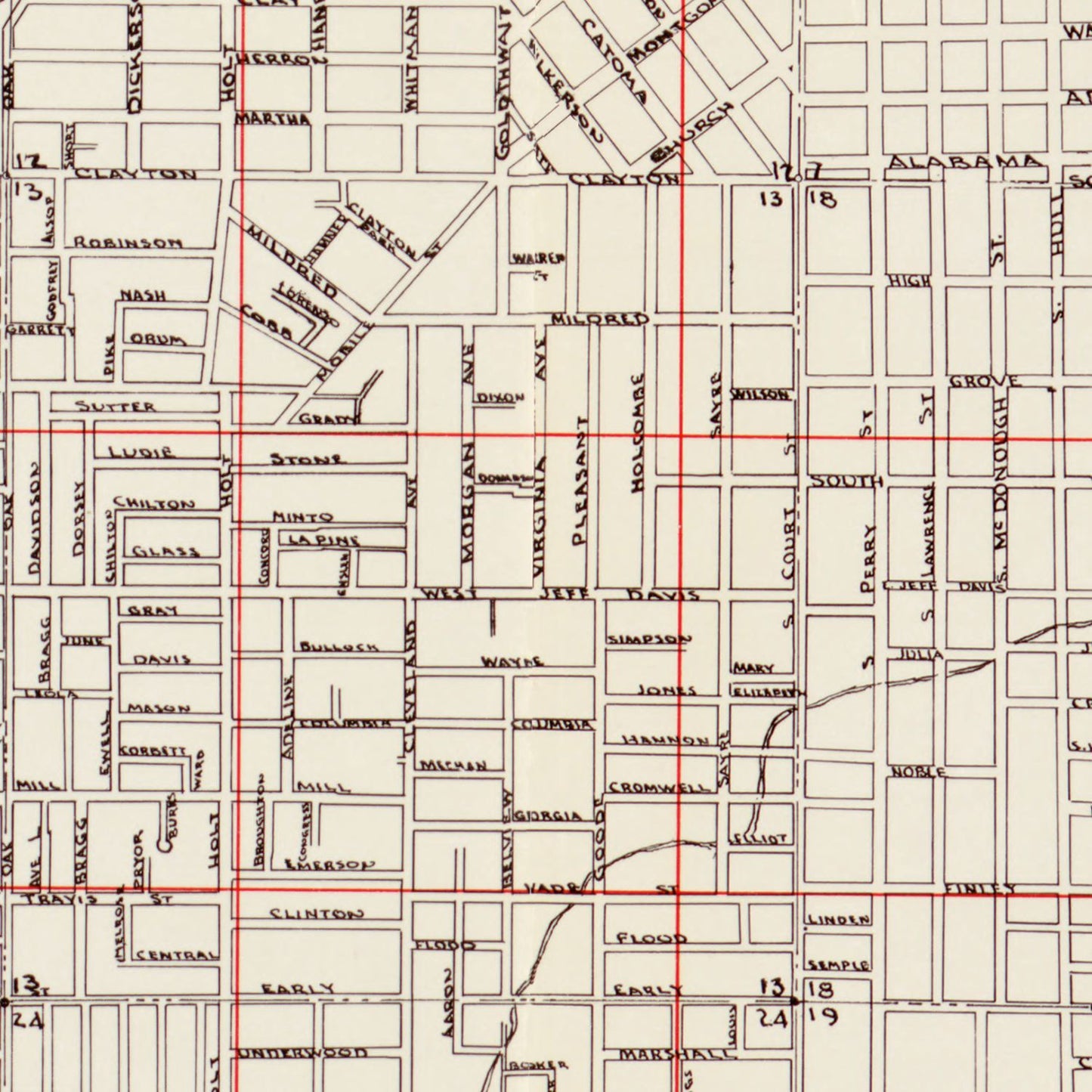 Vintage Map of Montgomery, Alabama 1956
