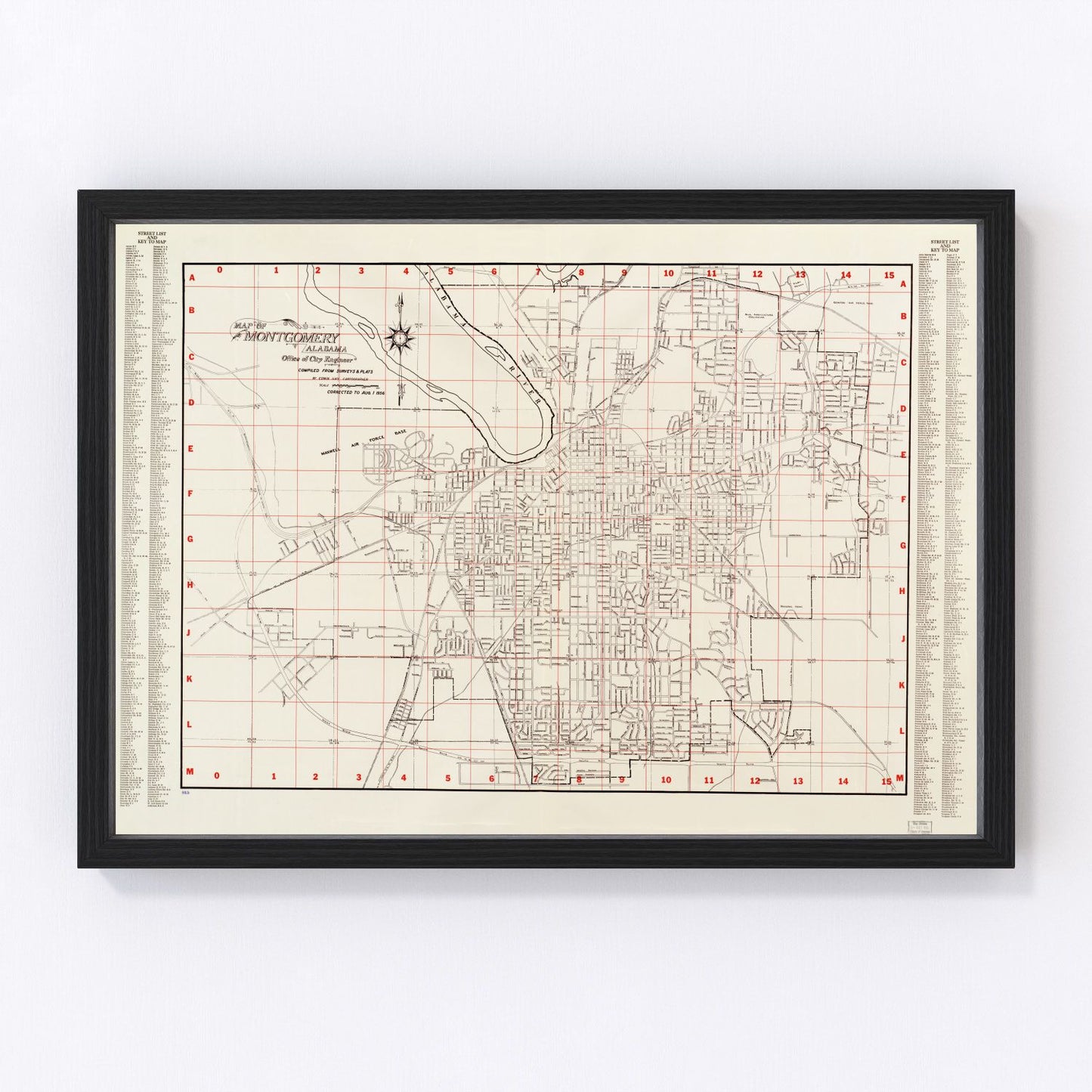 Vintage Map of Montgomery, Alabama 1956