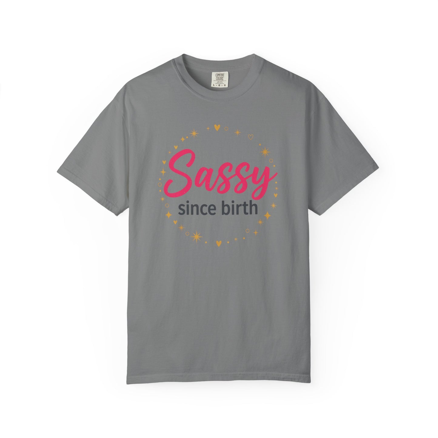 Sassy Since Birth T-Shirt | Pink, Gold Stars