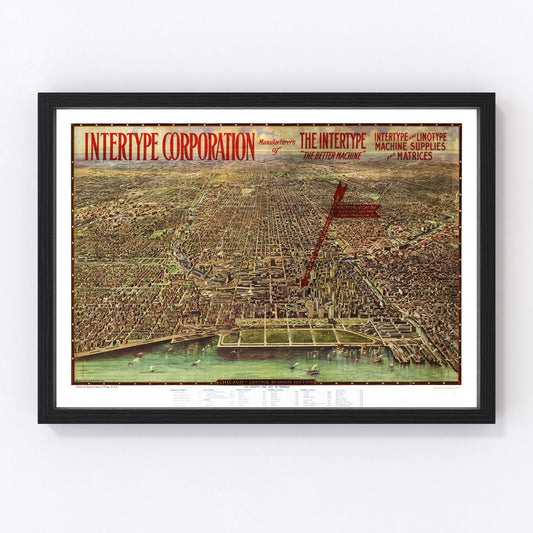 Vintage Map of Chicago, Illinois 1916