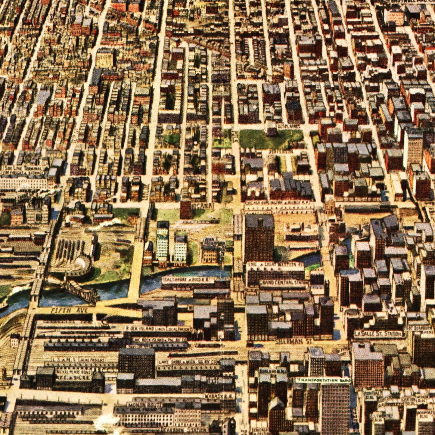 Vintage Map of Chicago, Illinois 1916