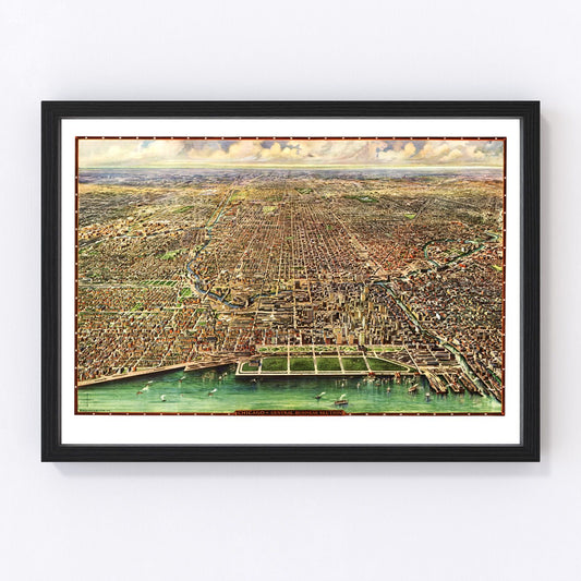 Vintage Map of Chicago, Illinois 1916