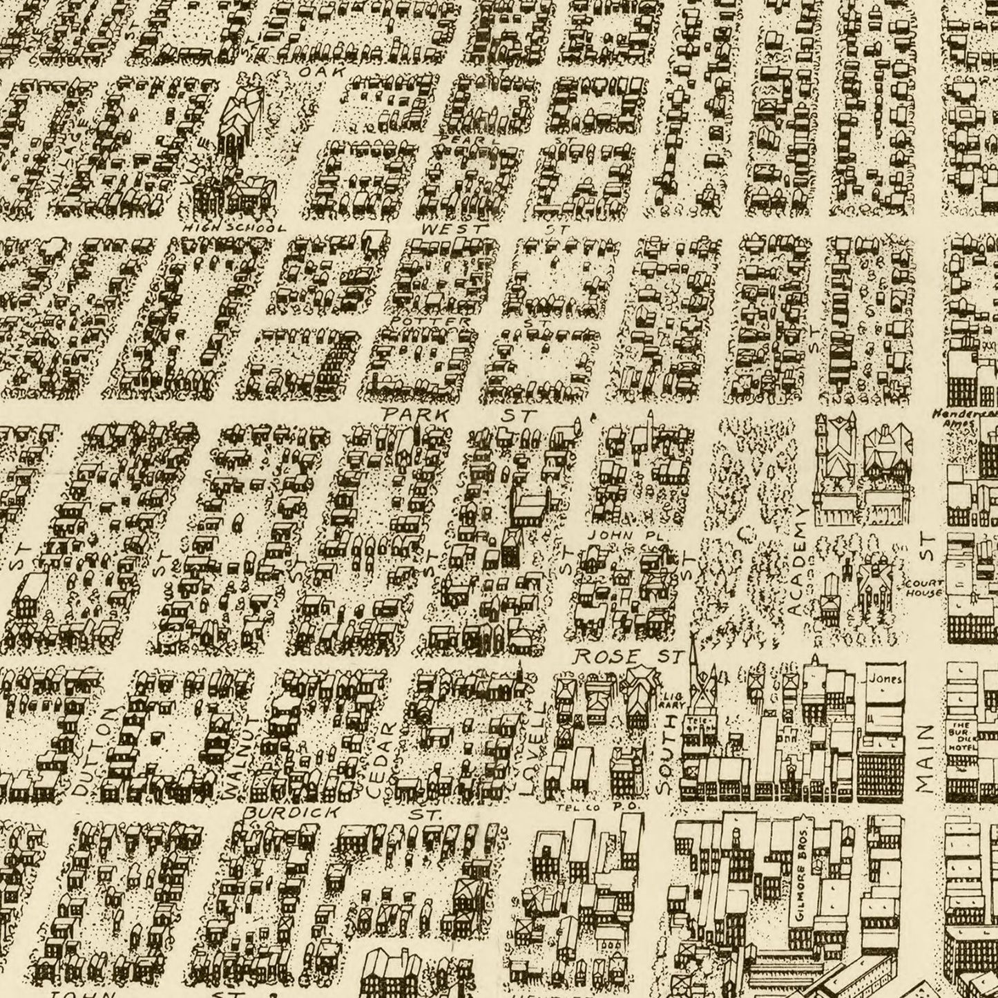 Vintage Map of Kalamazoo, Michigan 1908