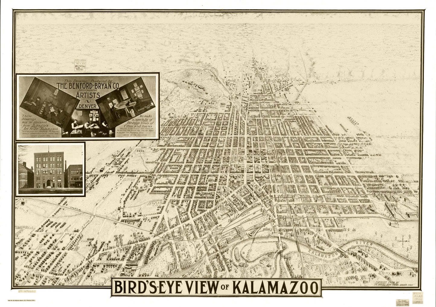 Vintage Map of Kalamazoo, Michigan 1908