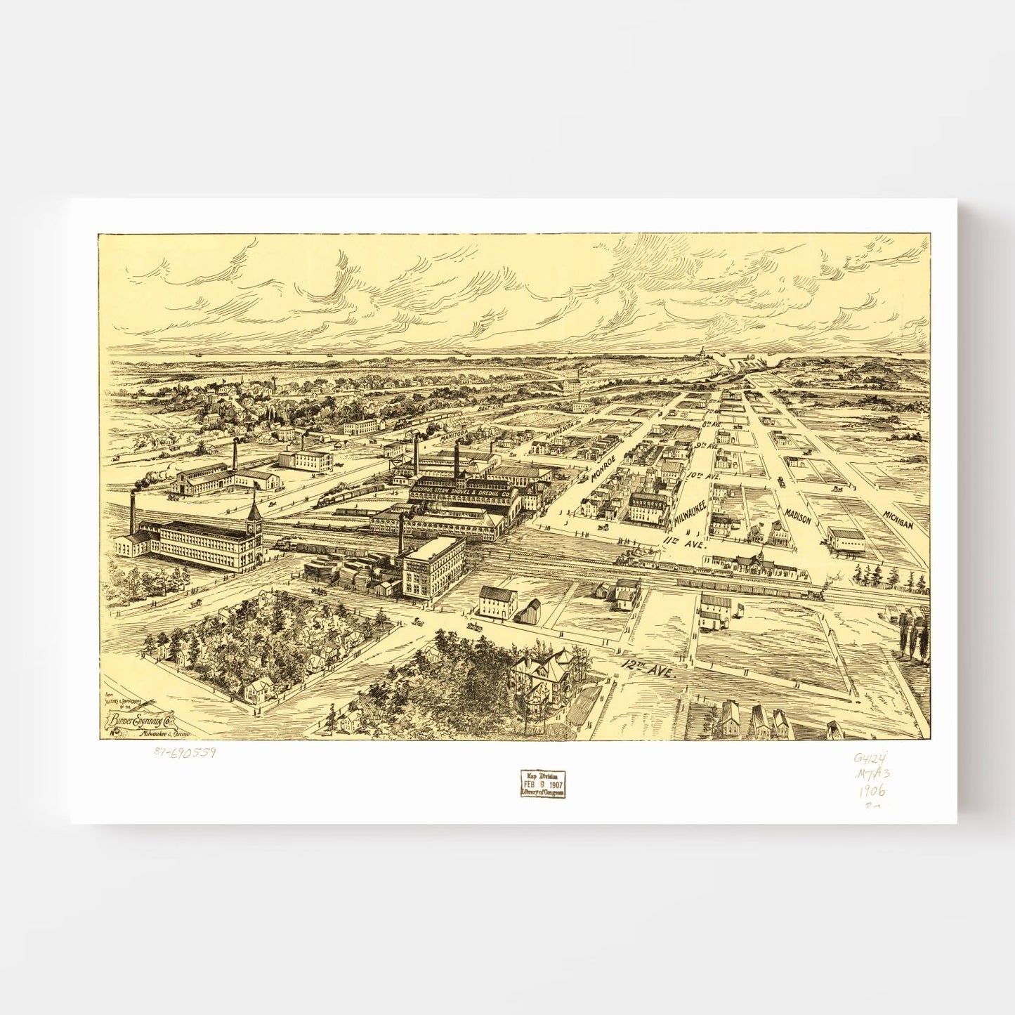 Vintage Map of MIlwaukee, Wisconsin 1906
