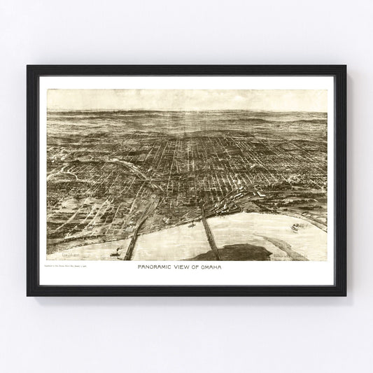 Vintage Map of Omaha, Nebraska 1906