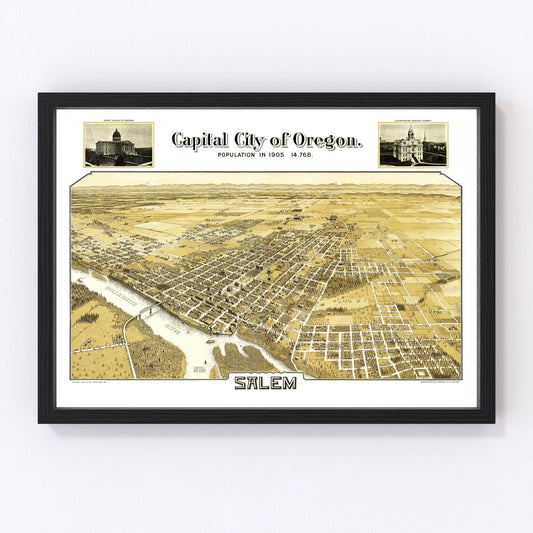 Vintage Map of Salem, Oregon 1905
