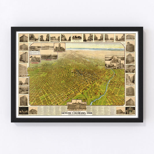 Vintage Map of Denver, Colorado 1907