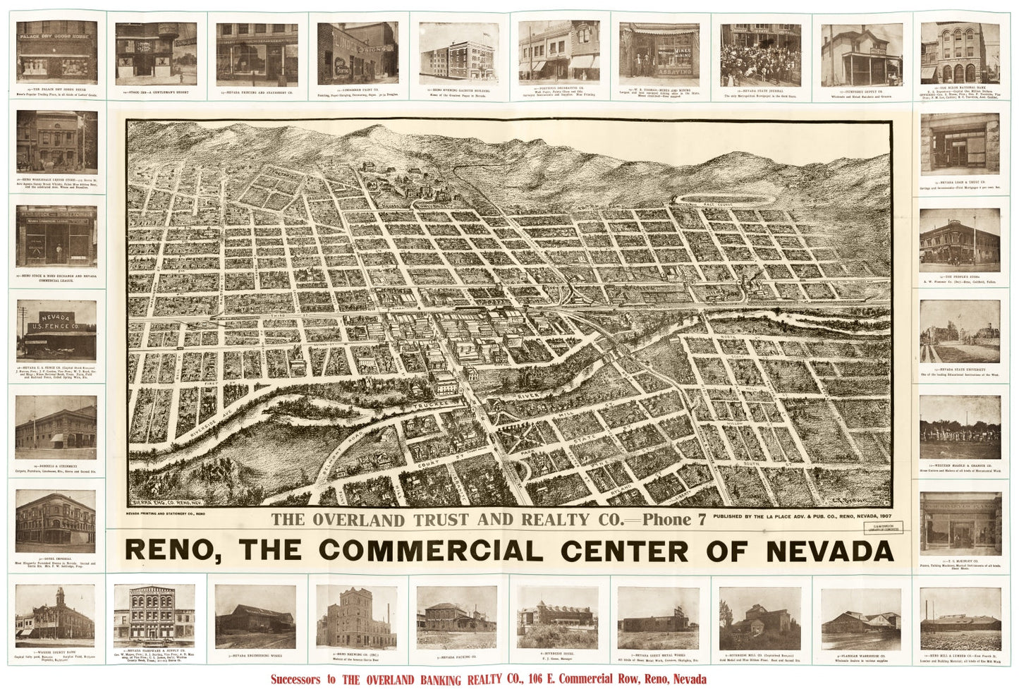 Vintage Map of Reno, Nevada 1907