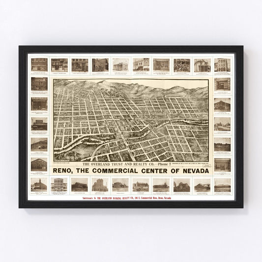 Vintage Map of Reno, Nevada 1907