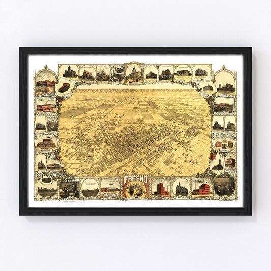 Vintage Map of Fresno, California 1901
