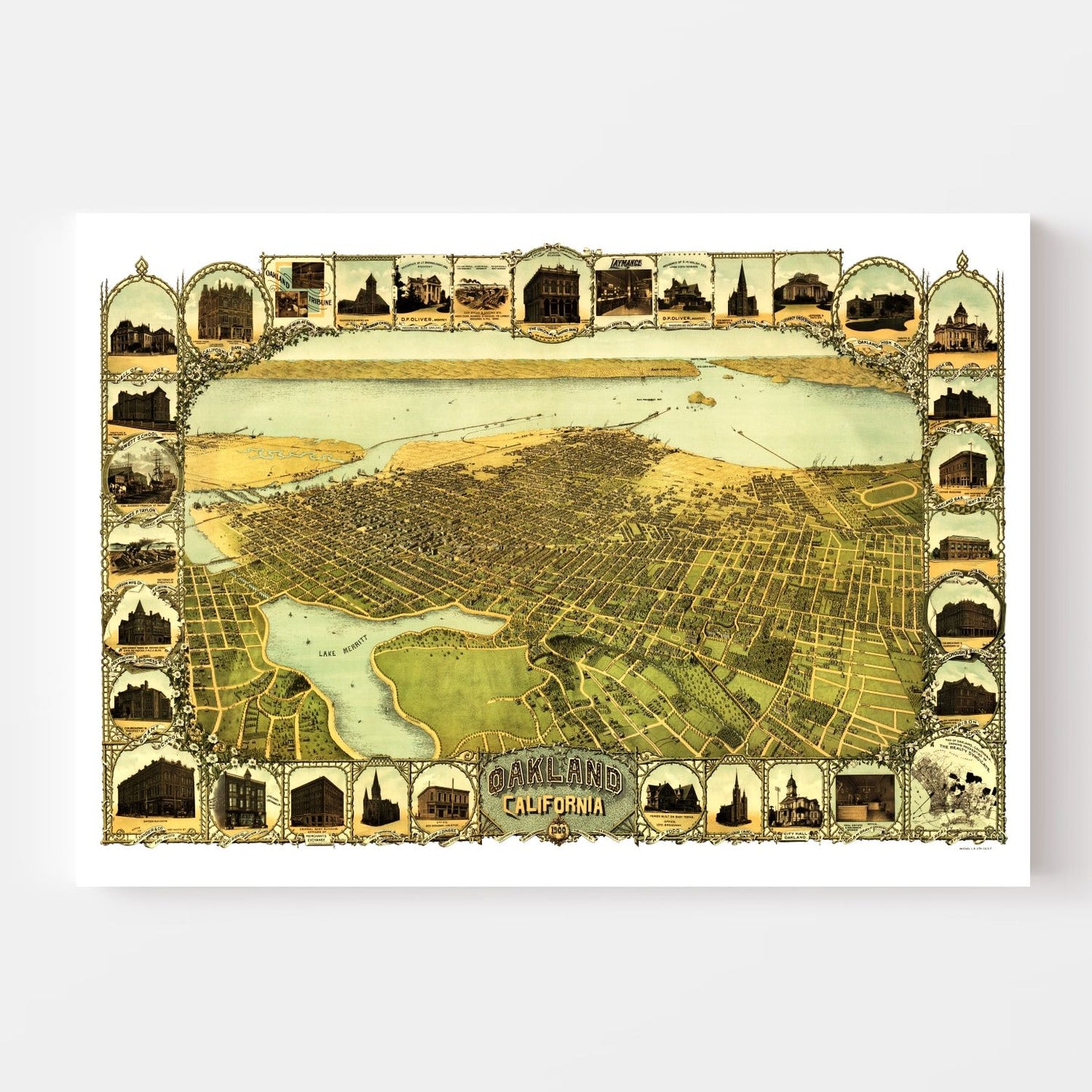 Vintage Map of Oakland, California 1900
