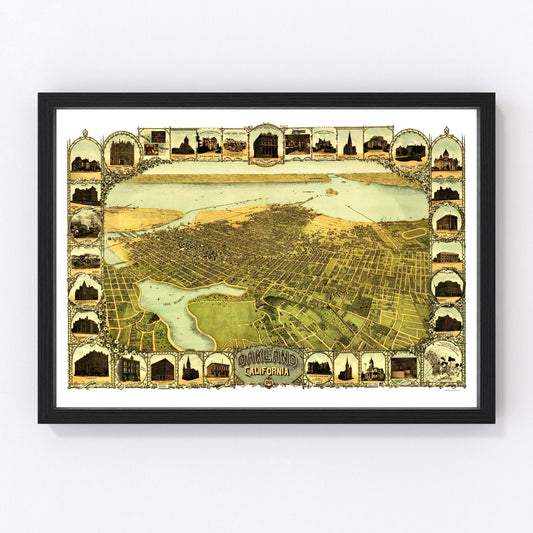 Vintage Map of Oakland, California 1900