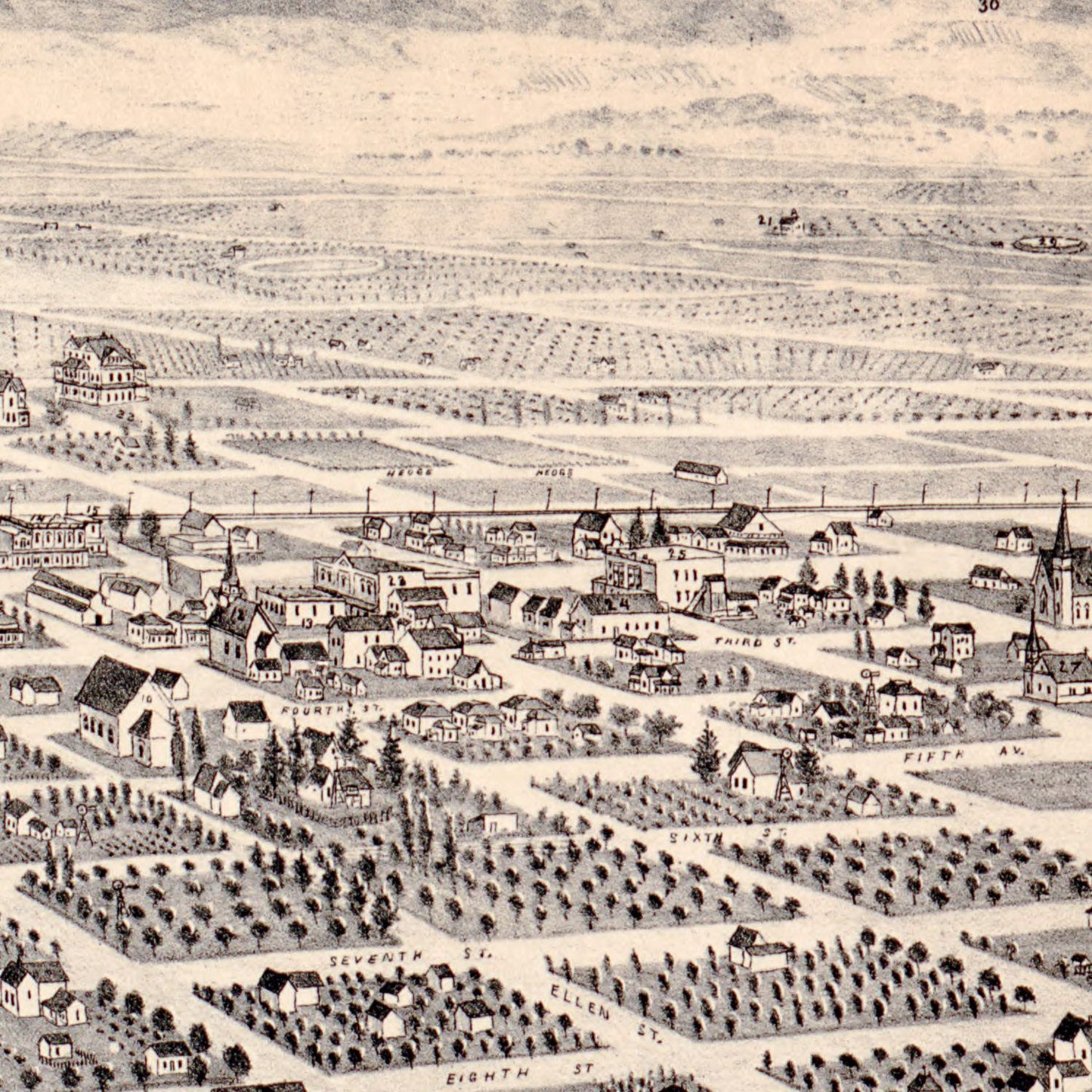 Vintage Map of Pomona, California 1886