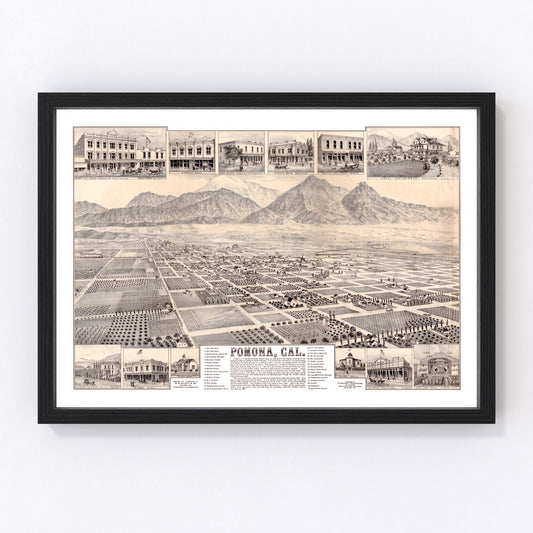 Vintage Map of Pomona, California 1886