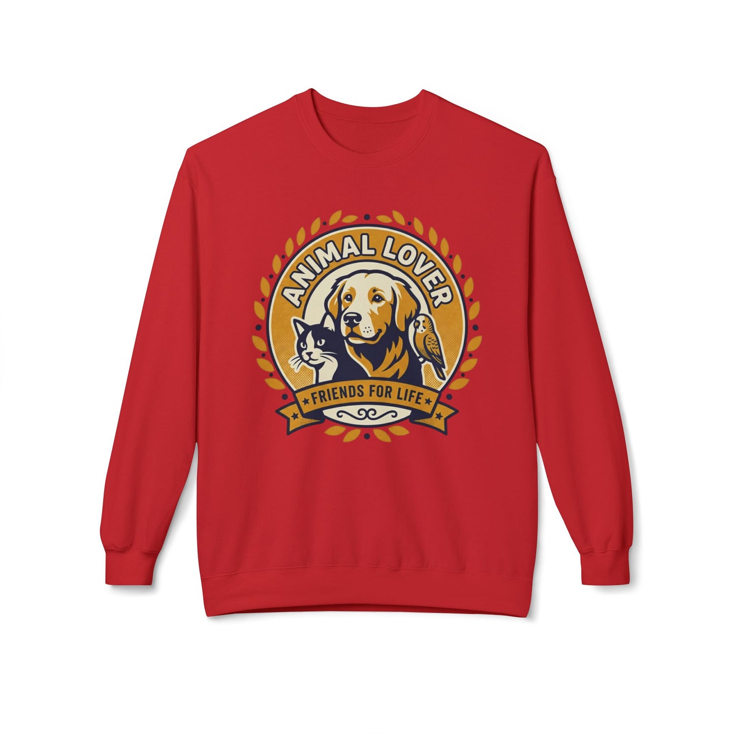 Animal Lover Crewneck Sweatshirt — "Animal Lover • Friends for Life" Graphic