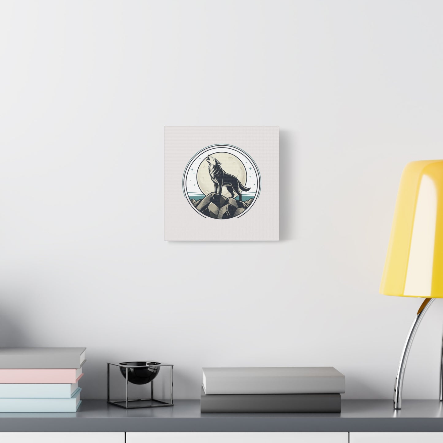 Howling Wolf Canvas Wall Art — Moonlit Wilderness Matte Stretched Print