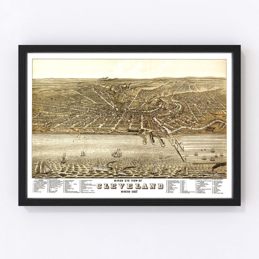 Vintage Map of Cleveland, Ohio 1877