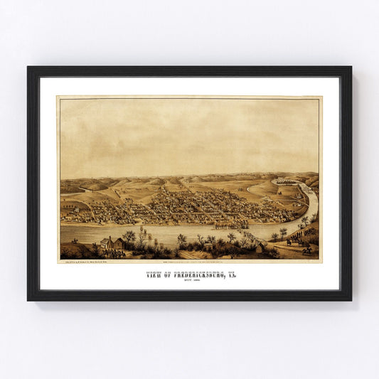 Vintage Map of Fredericksburg, Virginia 1862